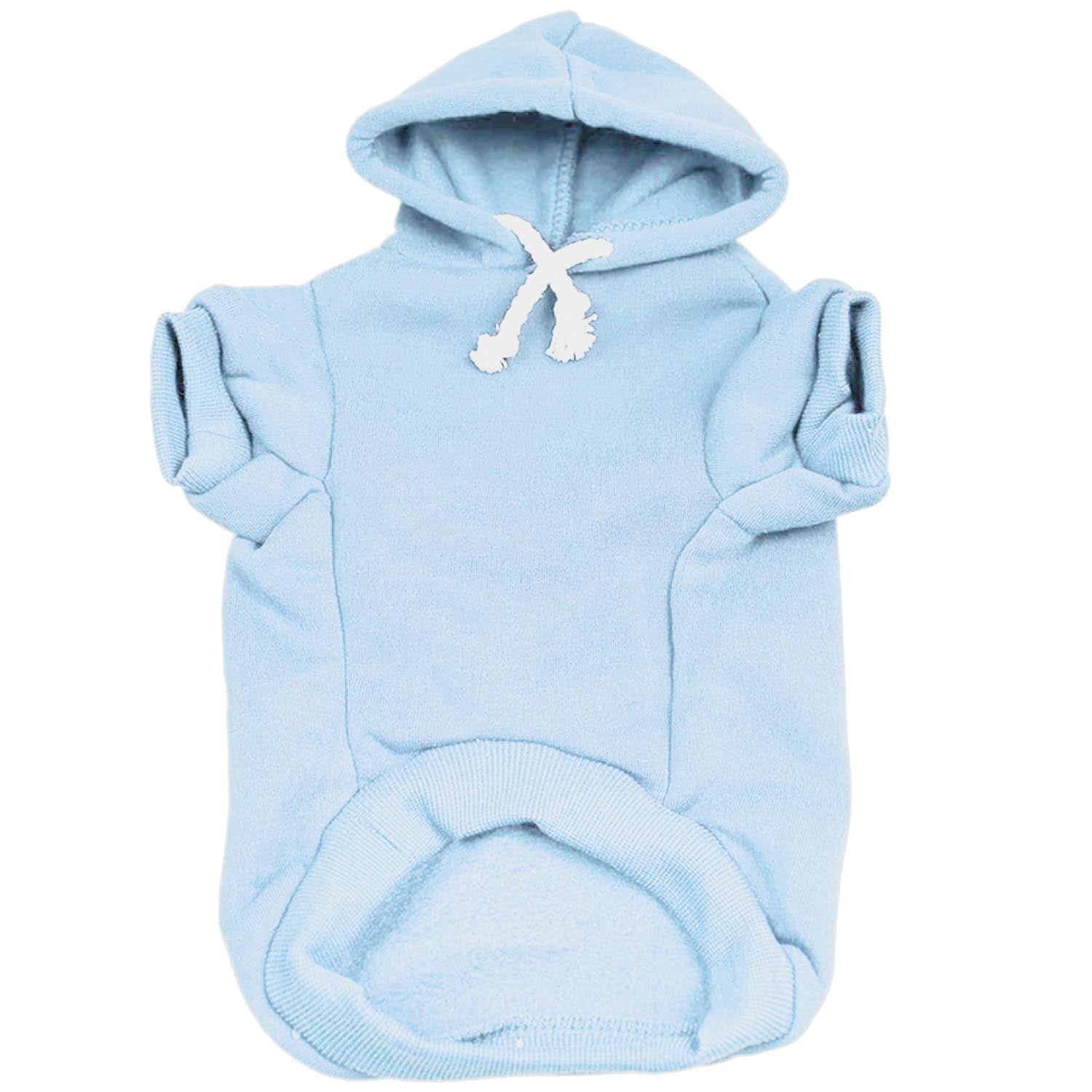 Baby Blue Dog Hoodie | Fleece-Lined Blank Pullover with Leash Hole | XS–6XL