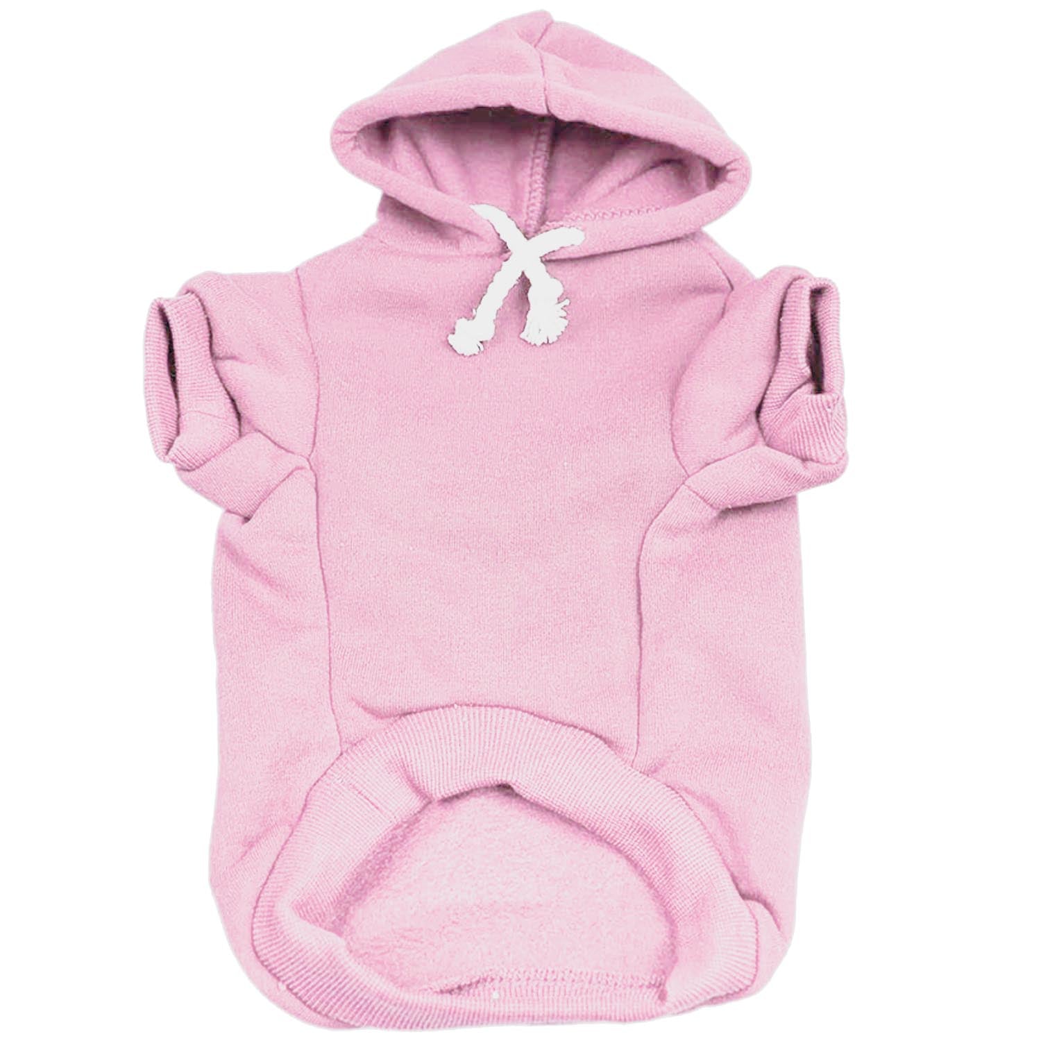 Baby Pink Dog Hoodie | Fleece-Lined Blank Pullover with Leash Hole | XS–6XL