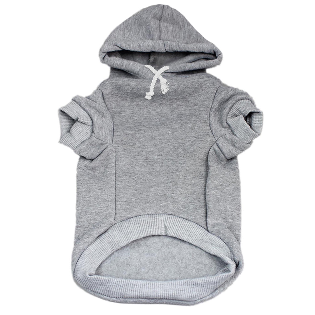 Gray Dog Hoodie | Fleece-Lined Blank Pullover with Leash Hole | XS–6XL