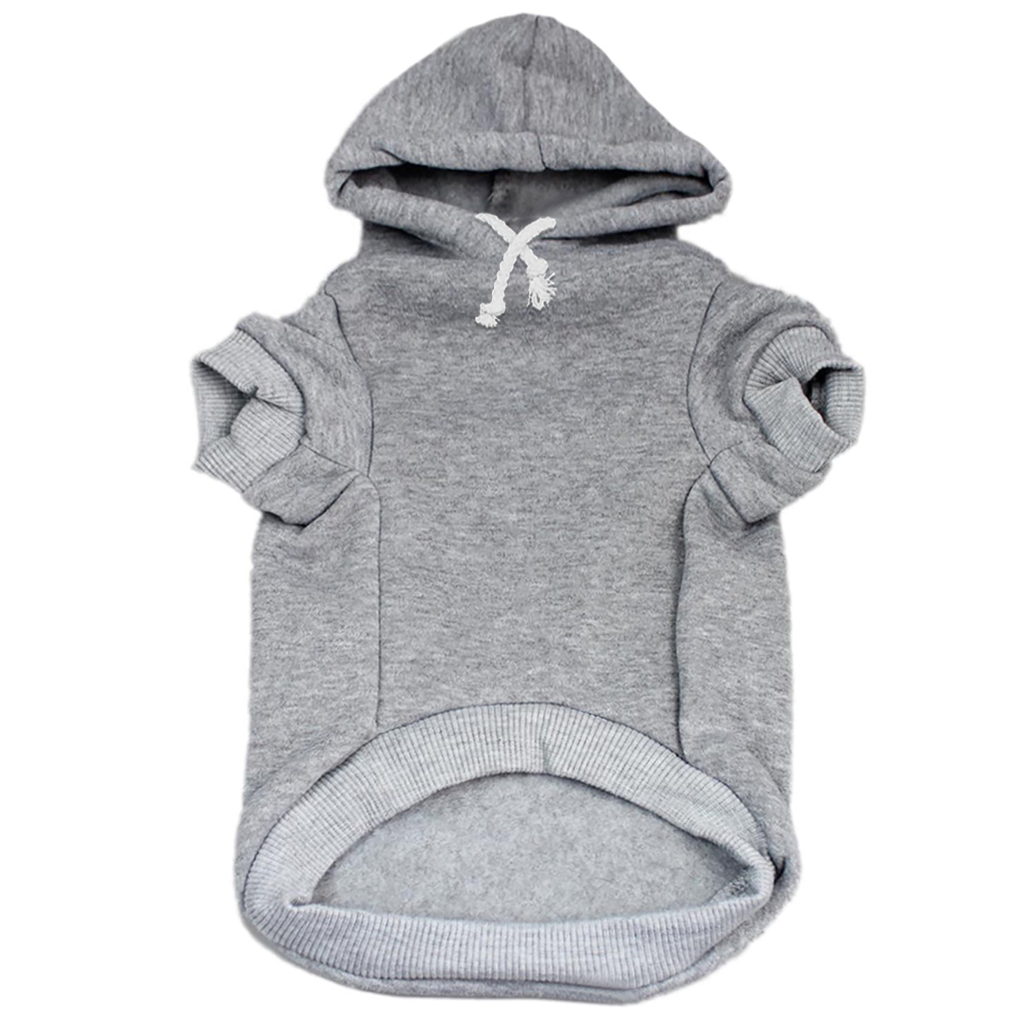 Gray Dog Hoodie | Fleece-Lined Blank Pullover with Leash Hole | XS–6XL