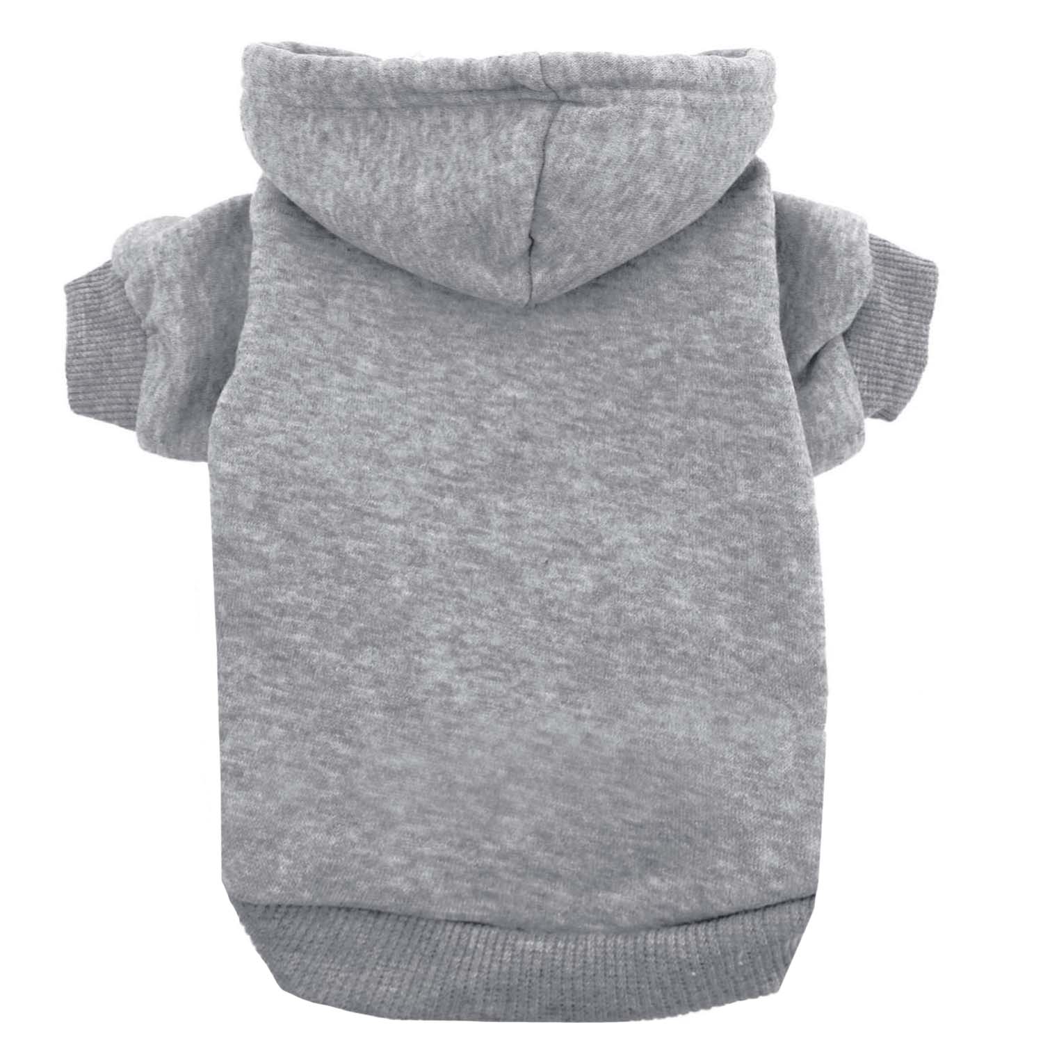 Gray Dog Hoodie | Fleece-Lined Blank Pullover with Leash Hole | XS–6XL