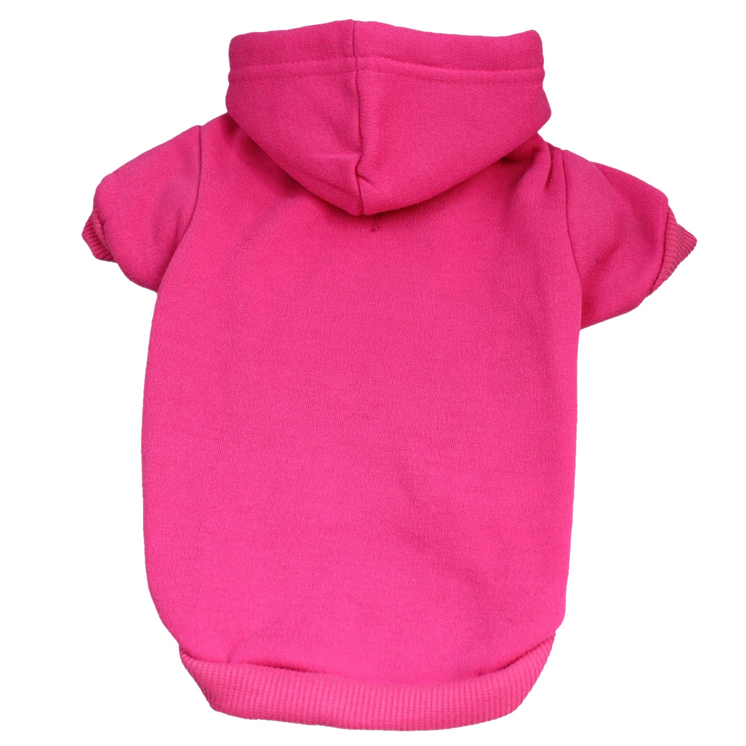 Hot Pink Dog Hoodie | Fleece-Lined Blank Pullover with Leash Hole | XS–6XL