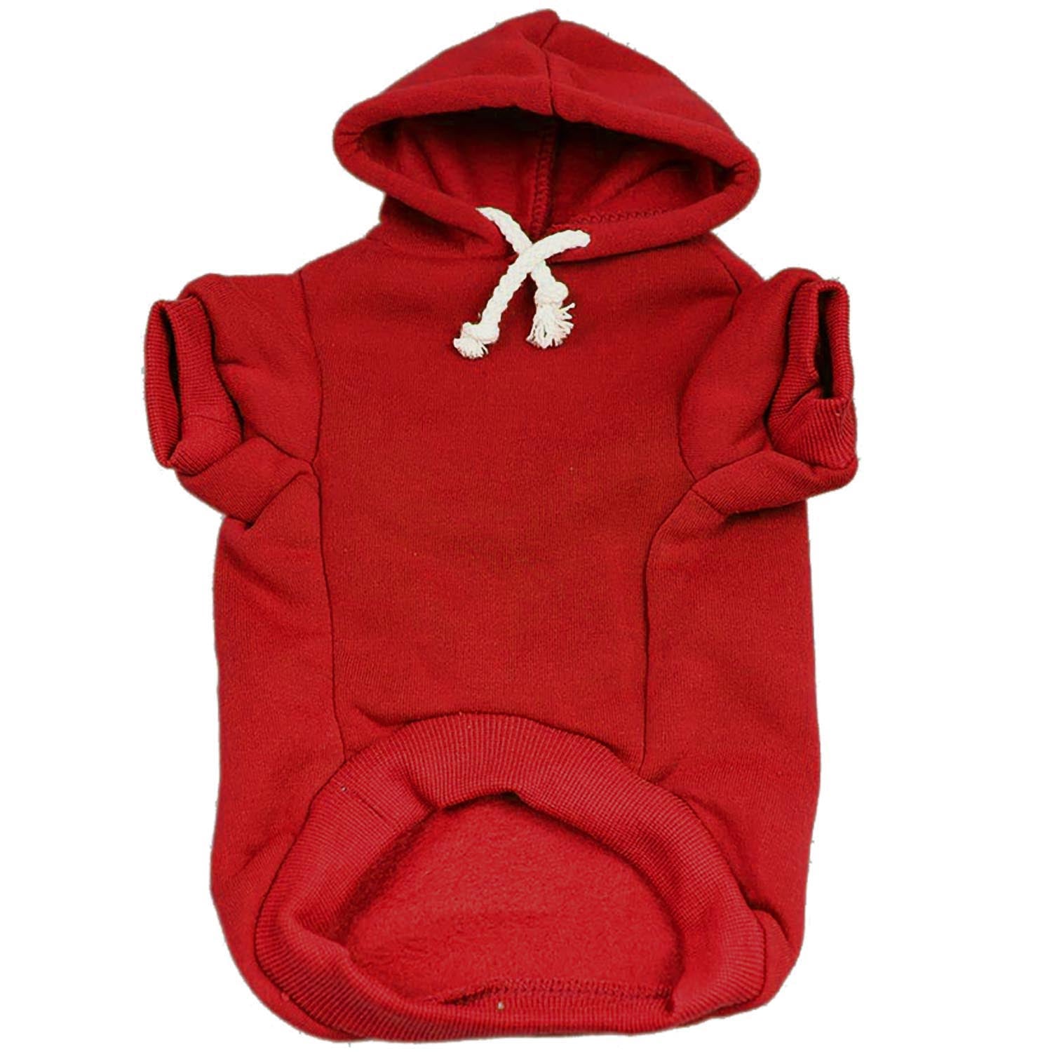 Red Dog Hoodie | Fleece-Lined Blank Pullover with Leash Hole | XS–6XL